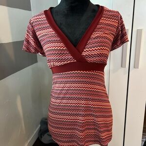 VTG Y2K 2000s HOT TEMPERED striped v neck babydoll top